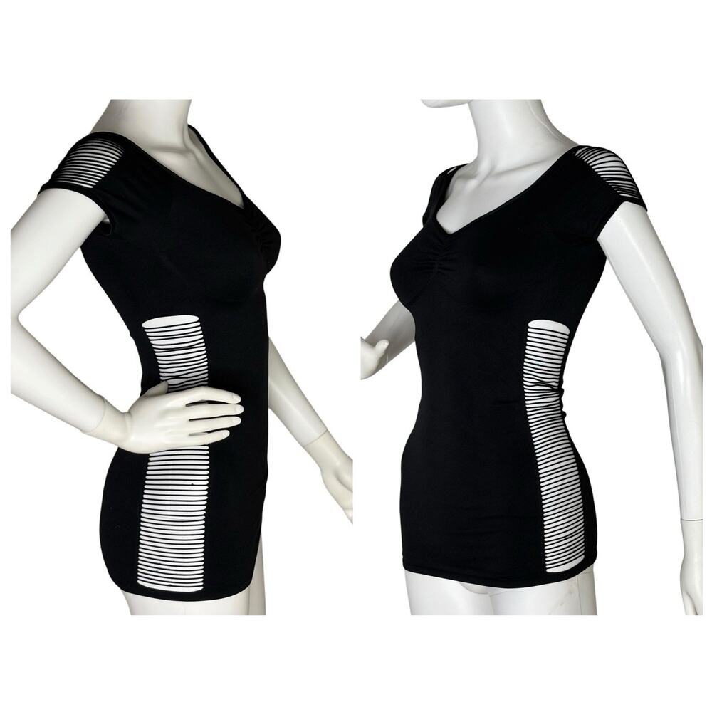 Vintage Y2K Guess Womens Fitted Top Cutout Sides & Shoulders Goth Black Sz XS